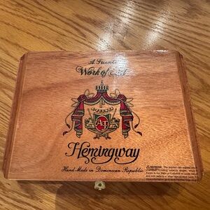 Hemingway Wooden Cigar Box with Crest Design